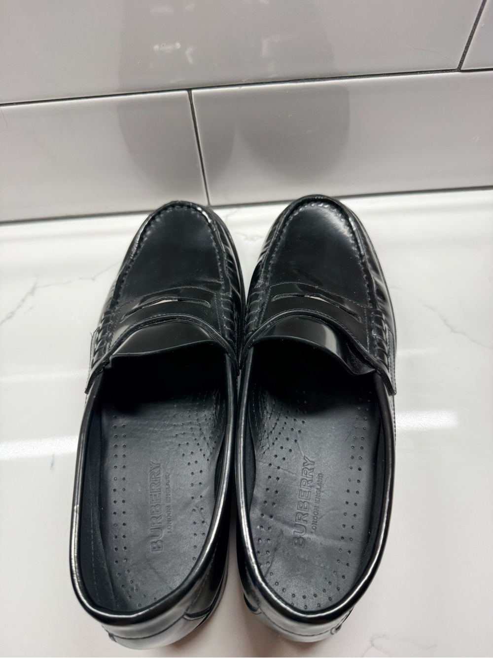 Burberry Black Leather Penny Loafers - Women's - Picture 3 of 4